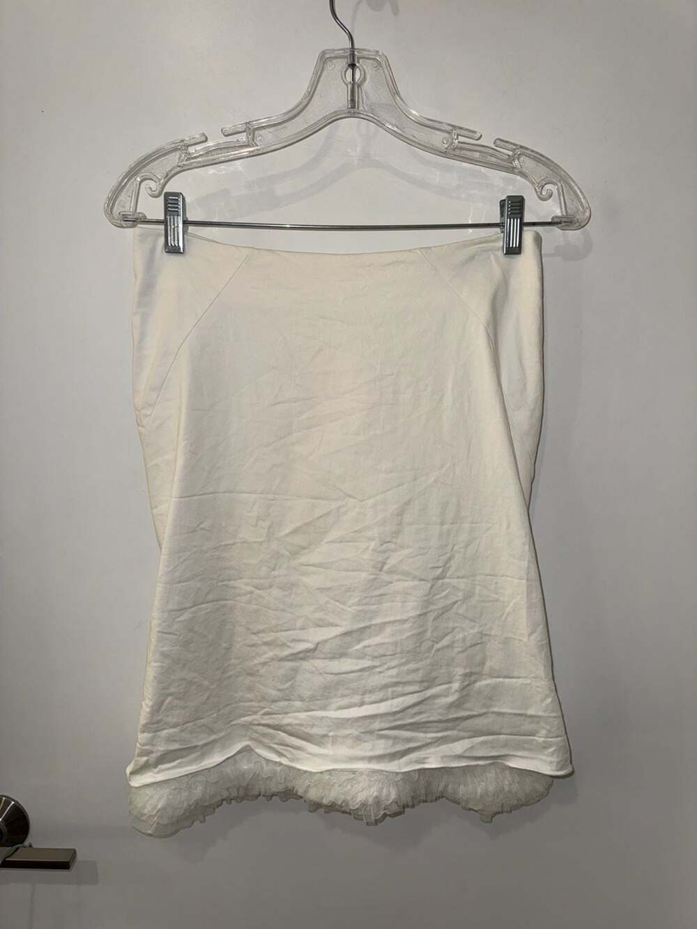 Sisley White Tulle Hem Pencil Skirt Made in Italy
